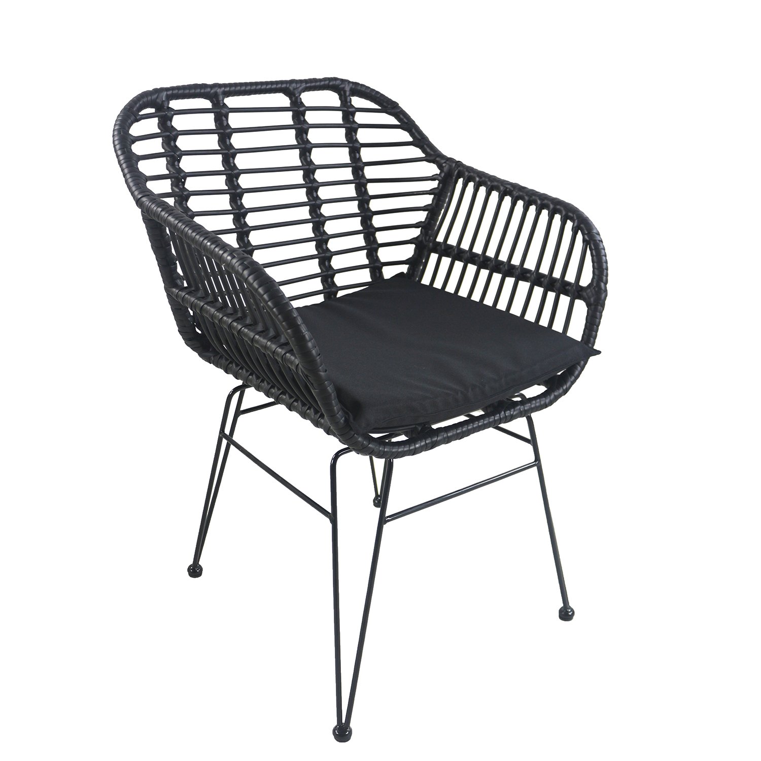 14510020-1 Καρέκλα Κήπου ArteLibre ACTORIUS Μαύρο Μέταλλο/Rattan 57x53x81cm - Image 1