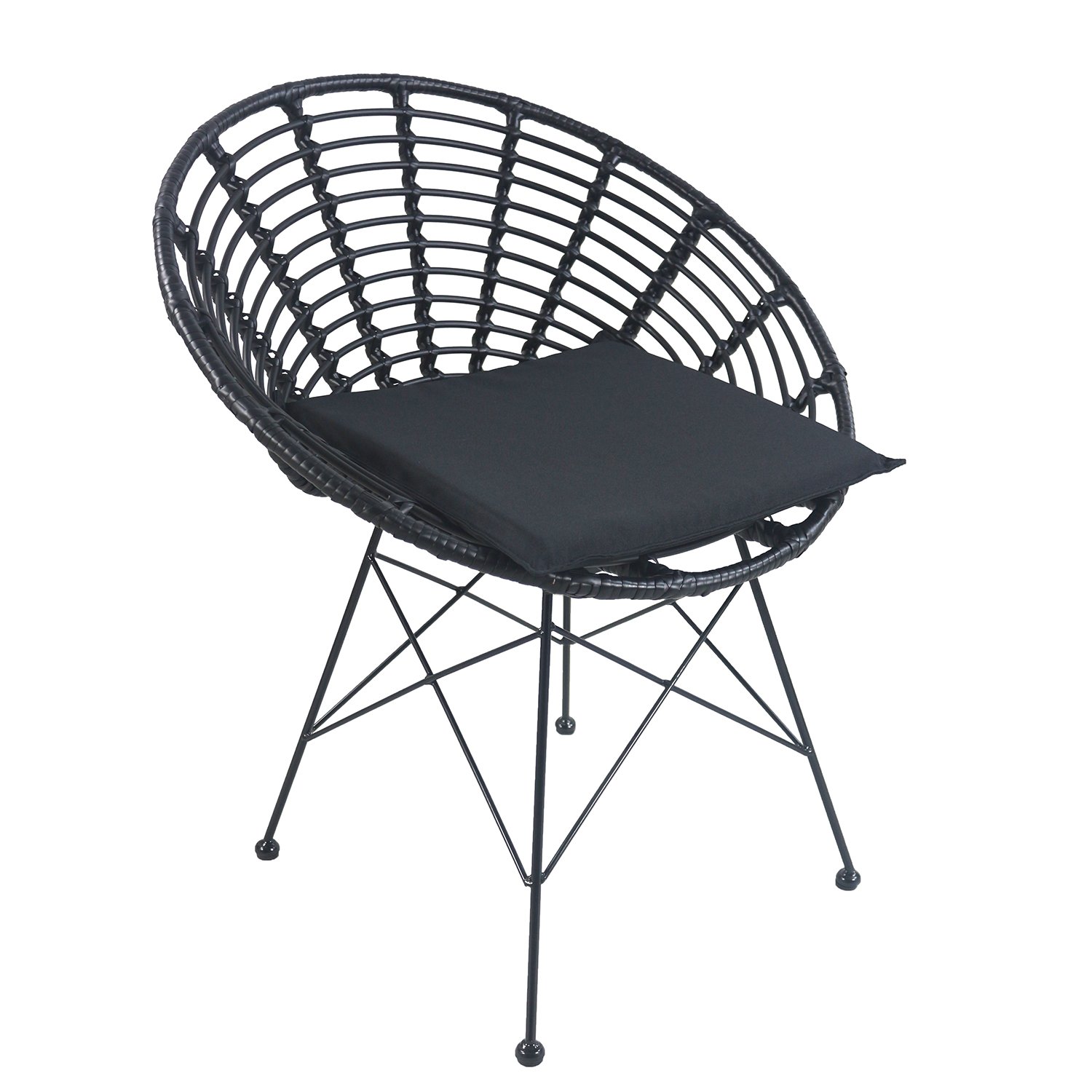 14510022-1 Καρέκλα Κήπου ArteLibre AELIUS Μαύρο Μέταλλο/Rattan 72x62x78cm - Image 1