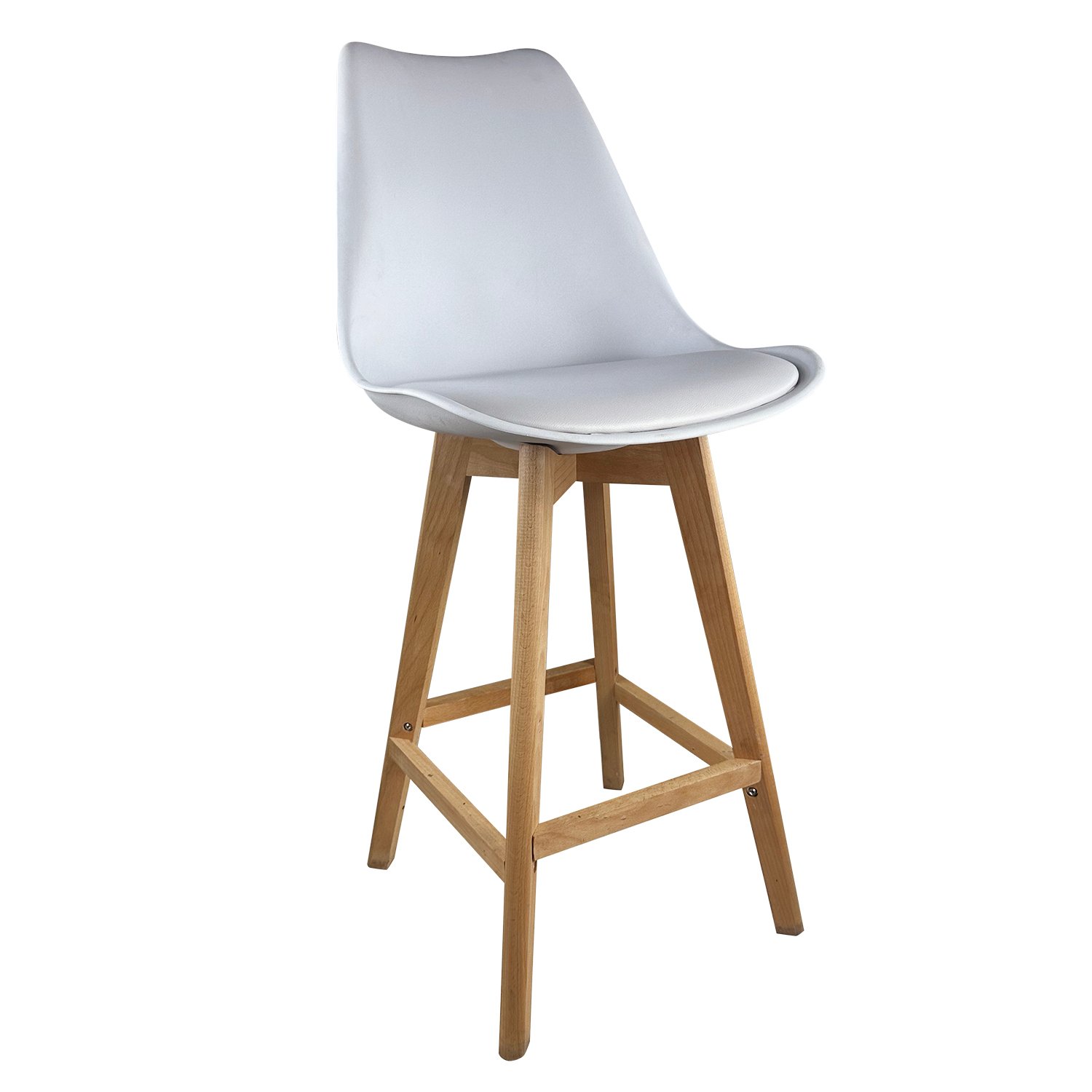 14600112 Σκαμπό Bar ArteLibre BRONX Λευκό PP/PU/Ξύλο 57.5x49x105cm - Image 1