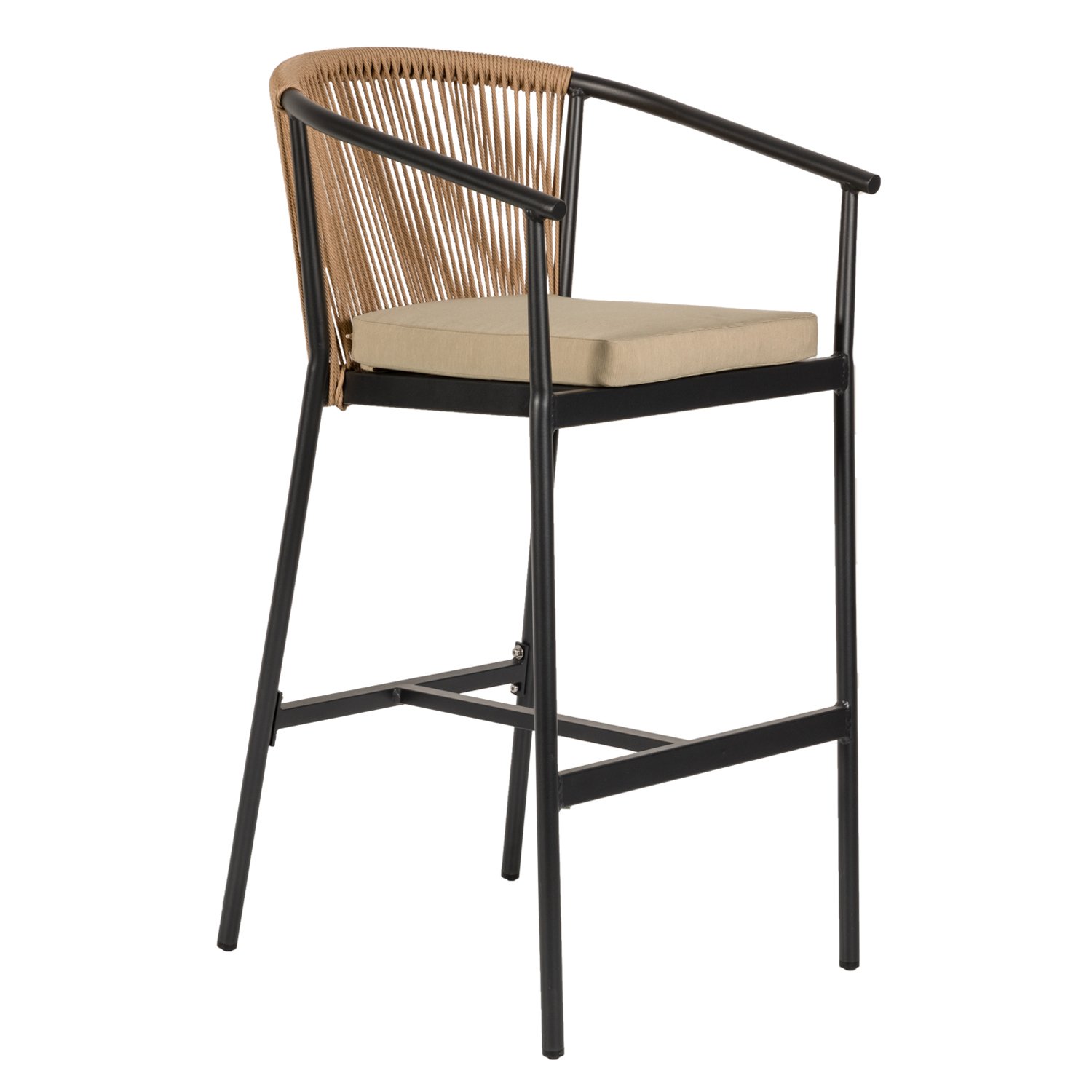 14840025karekla Σκαμπό ArteLibre MANDRAKA Μαύρο/Φυσικό Αλουμίνιο/Rattan 56x63x108cm - Image 1