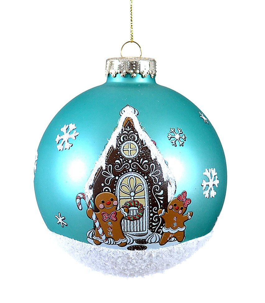13227 6/48-10cm Γυάλινη μπάλα με gingerbread house - Image 1