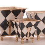 1/1-31cm, 26cm, 21cm Μεταλλική χρυσή γλάστρα σε σχήμα ρόμβου (Σ/3)