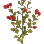 12/192-72cm Κλαδί με πράσινα φύλλα και berries με γκλίτερ