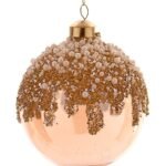 12/24-12cm Διάφανη γυάλινη μπάλα με χρυσά στρας