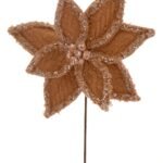 12/96-45cm Κλαδί με λουλούδια σε χρώμα σαμπάνιας από βελούδο και παγιέτες