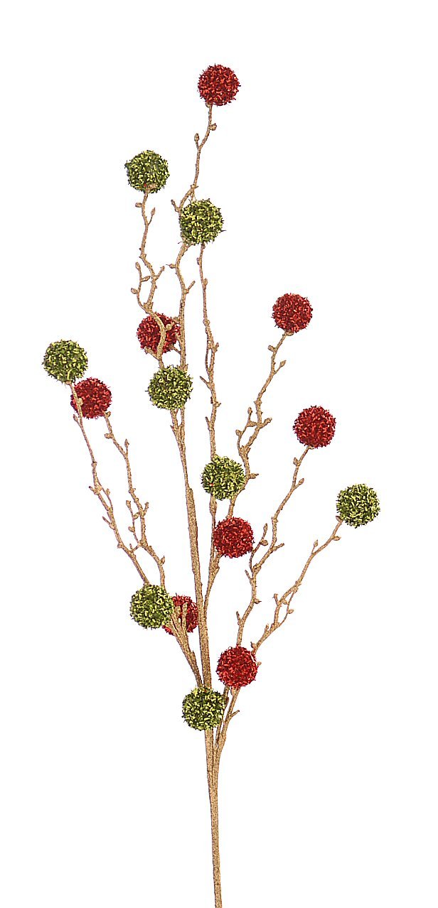 27290 12/144-75cm Κόκκινο και lime πράσινο κλαδί με μπάλες - Image 1