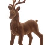 6/24-36cm Καφέ flocked ελάφι σε όρθια θέση