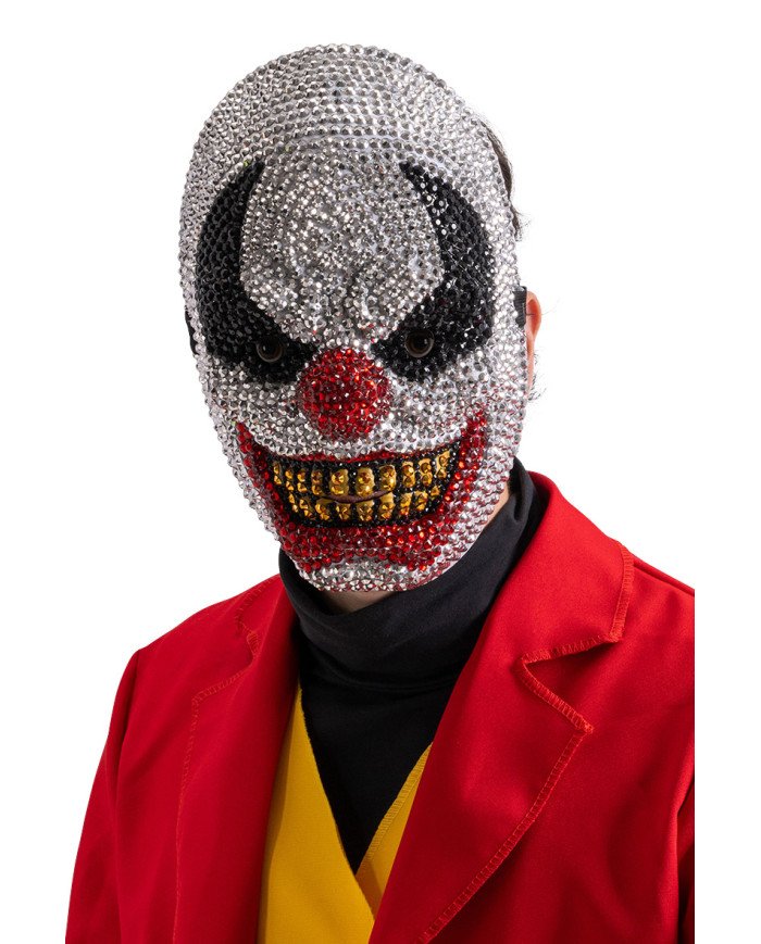 CA_00446_apokriatiki_maska_proswpou_clown_tromou_me_stras_b Μάσκα Clown Τρόμου Με Στρας Deluxe - Image 1